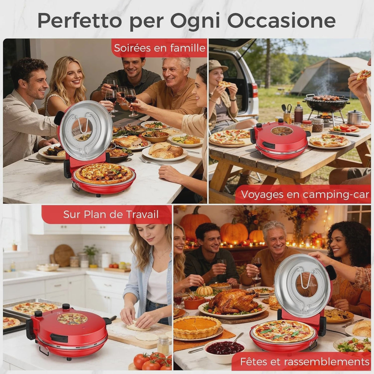 Elektrische Pizzaoven met Pizzasteen - Snel & Verstelbare Temperatuur