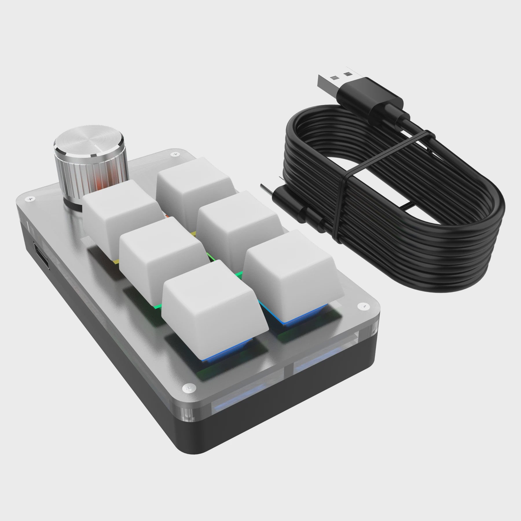 Programmeerbaar Mini Mechanisch Toetsenbord met RGB en Draaiknop voor Photoshop & Gaming