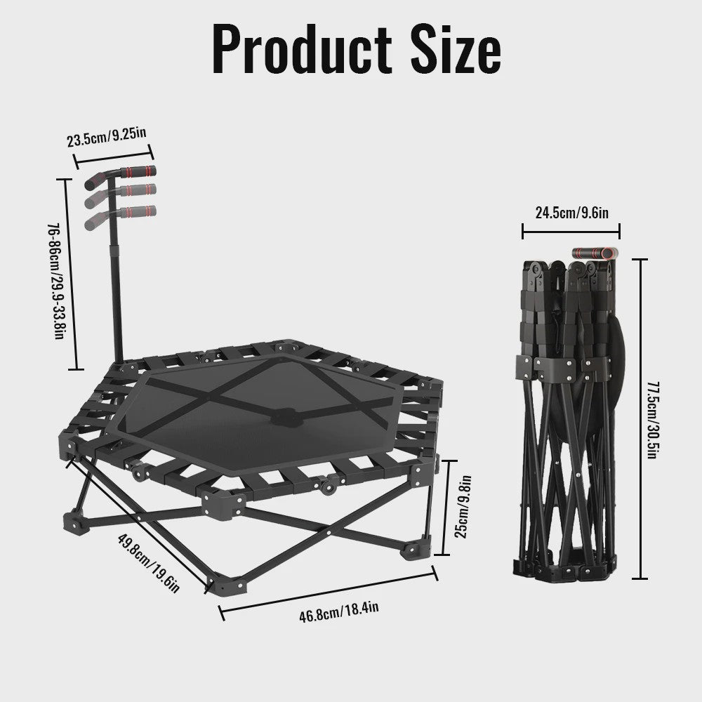 Opvouwbare Fitness Trampoline Mini Rebounder met Verstelbare Handgreep - Indoor/Outdoor
