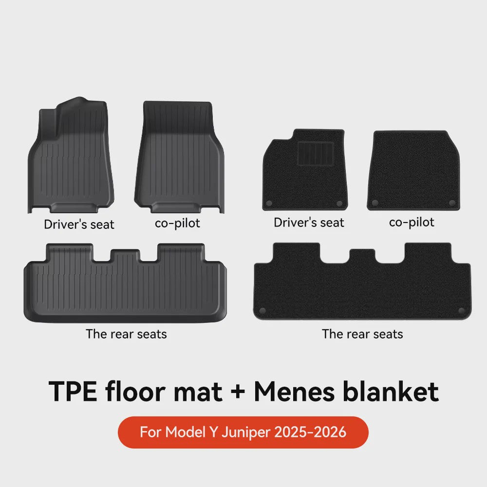 YZ TPE Vloermatten en Kofferbakmat Set voor Tesla Model Y Juniper (2025-2026) - Waterdicht & Antislip