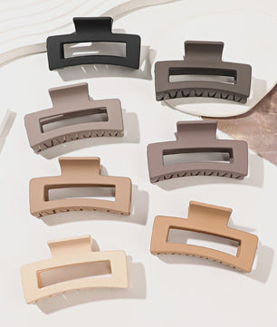 Set van 7 Matte Haarclips: Medium Vierkante Banana Clips voor Dik & Dun Haar