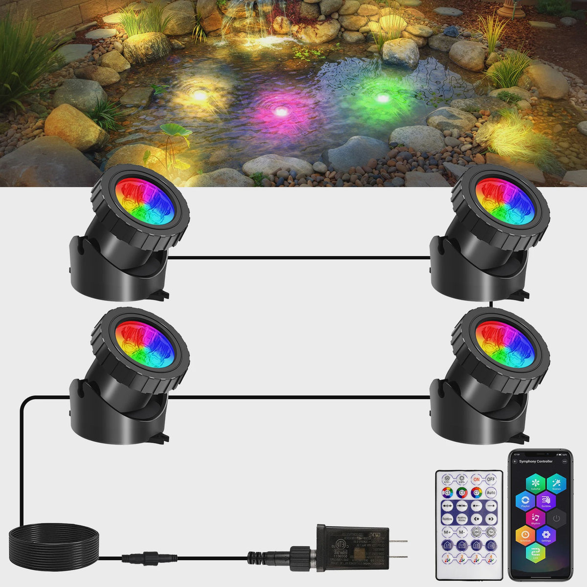Waterdichte RGB LED Spot Verlichting voor Vijver & Fontein - App & Afstandsbediening