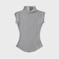Dames Zomer Mouwloze Turtleneck Top - Slim Fit Basic T-shirt