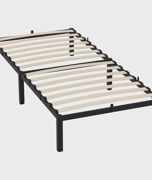 Zwevend Metalen Bedframe 90x200/140x200 cm met Houtlook Hoofd- en Voetbord | Industriële Stijl & 27cm Opbergruimte