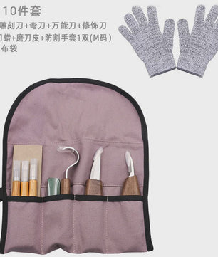 Professionele Houtsnijset met 6 Gereedschappen en Snijbestendige Handschoenen - Ideaal voor DIY Houtbewerking