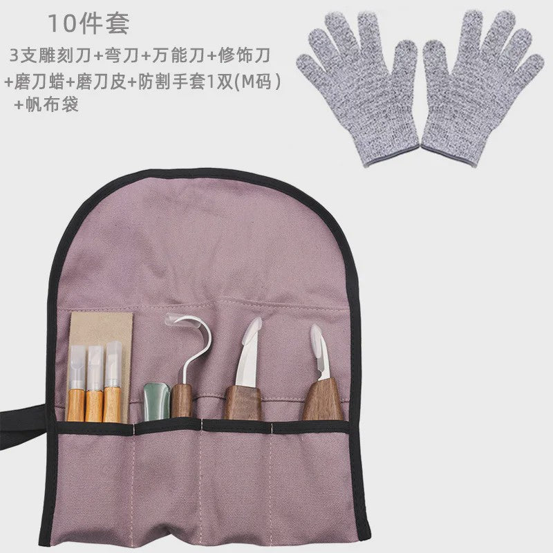 Professionele Houtsnijset met 6 Gereedschappen en Snijbestendige Handschoenen - Ideaal voor DIY Houtbewerking