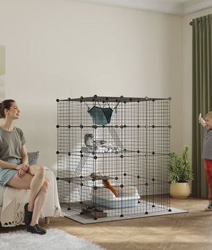 Grote DIY Kattenkooi Ren met Platforms en Hangmat - Ruim Binnenverblijf voor Katten