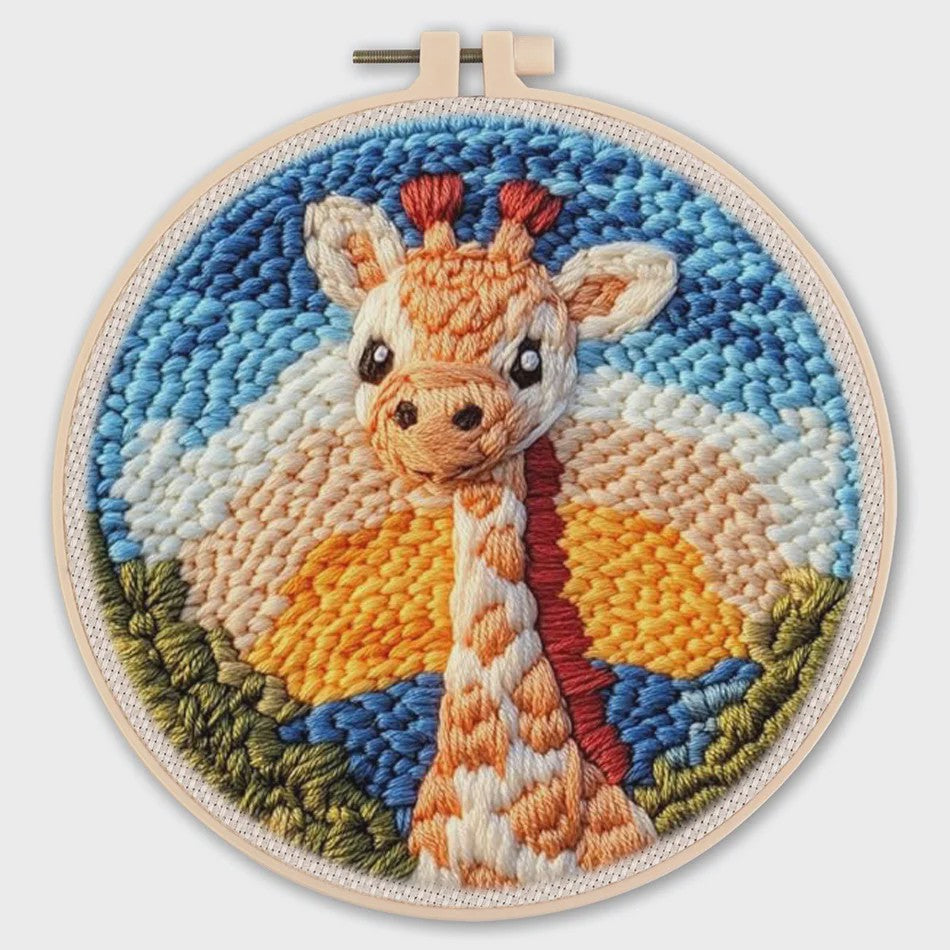 DIY Punch Needle Kit voor Beginners - Schattig Dier & Giraffe Borduurset met Borduurring