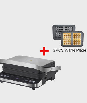 BioloMix Contactgrill 2000W - Panini, Grill, Wafelmaker - Digitaal & 180° Open