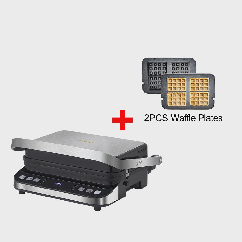 BioloMix Contactgrill 2000W - Panini, Grill, Wafelmaker - Digitaal & 180° Open