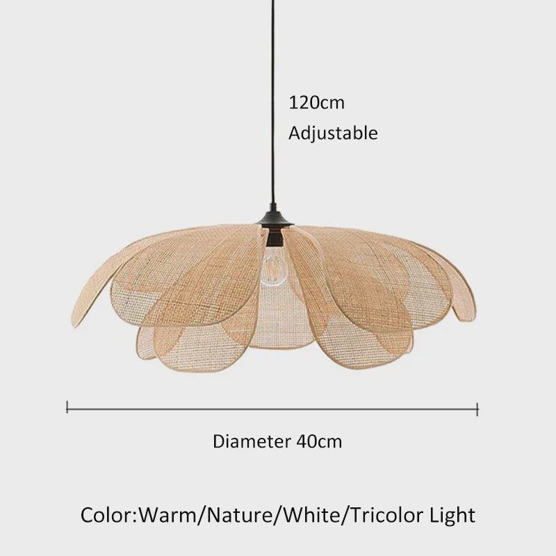 Retro Rotan Bloem Hanglamp - Sfeervolle Verlichting voor Woonkamer, Slaapkamer & Eetkamer