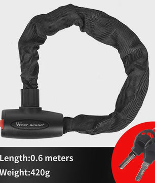 WEST BIKING Anti-diefstal Fietsketting Slot - Robuust & Veilig met 2 Sleutels