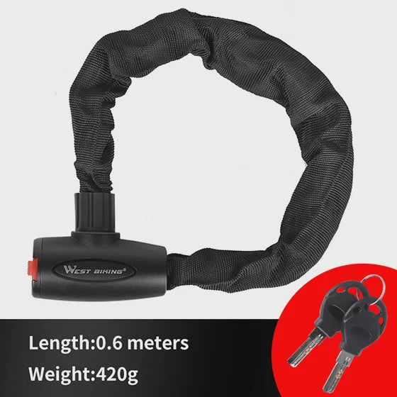 WEST BIKING Anti-diefstal Fietsketting Slot - Robuust & Veilig met 2 Sleutels
