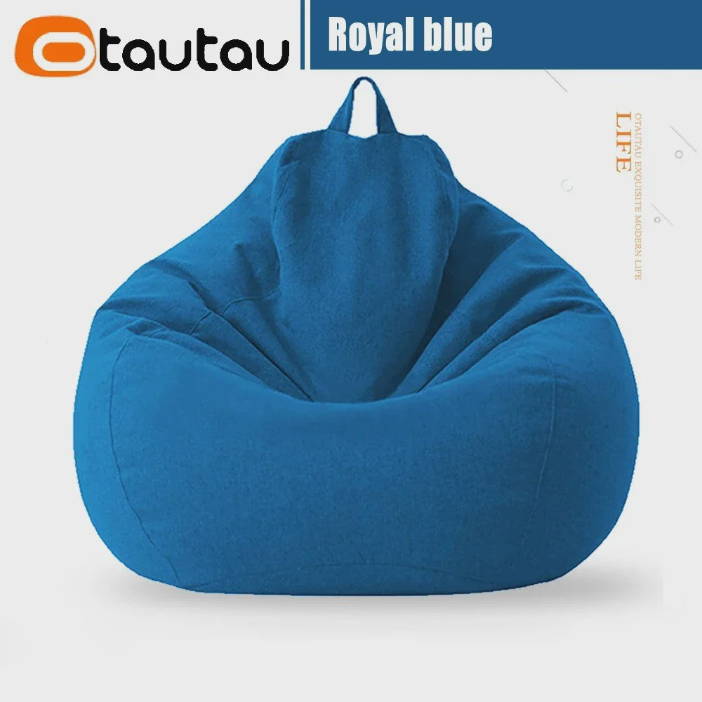 70cm Gevulde Beanbag Sofa van Katoen Linnen - Comfortabele Loungestoel voor Ontspanning