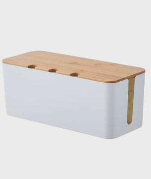 Grote Kabel Organizer Box met Houten Deksel - Orde in Snoeren Chaos