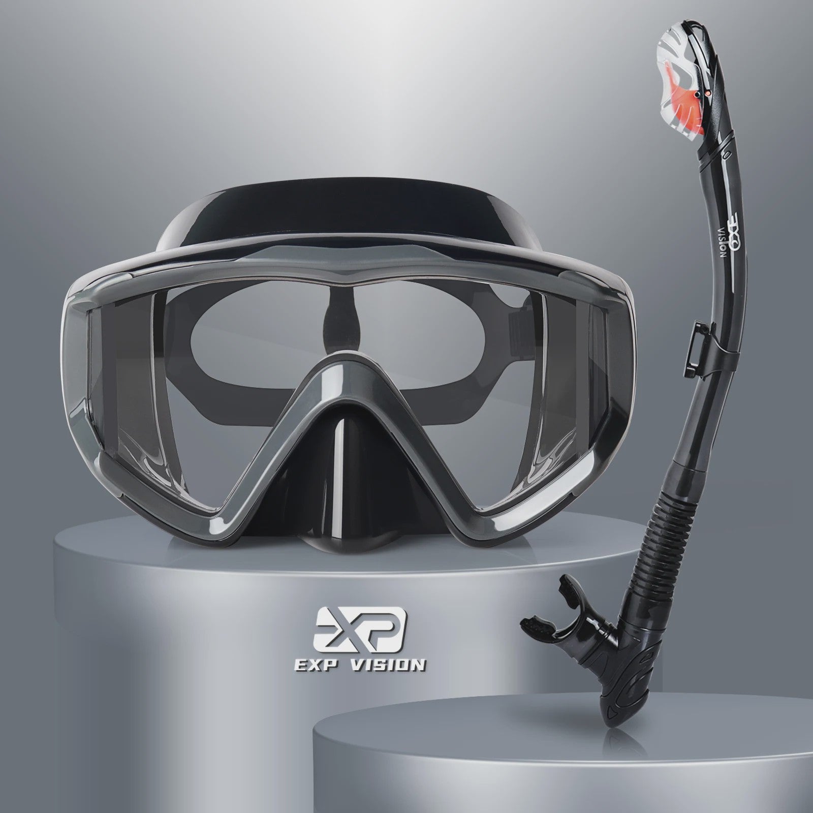 Complete Dry Snorkel Set voor Volwassenen: 3-Raams Anti-Condens Duikmasker met PC Lens en Snorkel