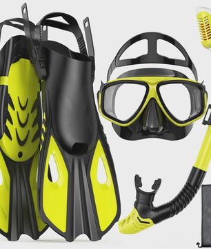 Complete snorkelset voor volwassenen: masker, snorkel, flippers en tas