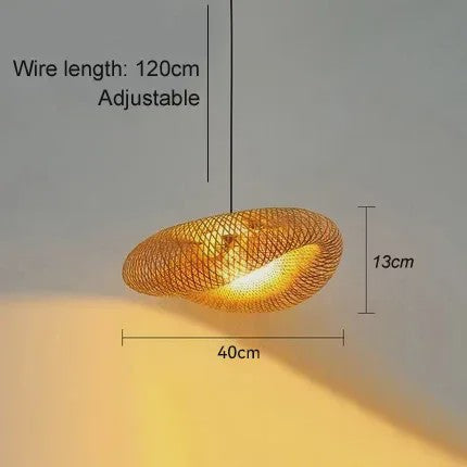 Handgemaakte Bamboe Woven Hanglamp - Vintage Stijl voor Woonkamer & Eetkamer (40-80cm)