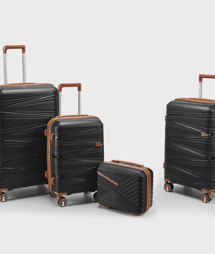 4-delige Hardcase Koffer Set: PP Materiaal, Lichtgewicht, Combinatieslot, 20/24/28 Inch Koffers + 14 Inch Make-up Tas
