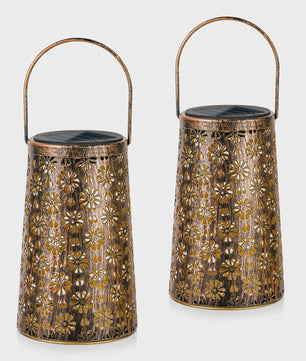 Set Zonne-energie Buitenlantaarns - Decoratieve Metalen Hanglampen voor Tuin, Terras & Pad