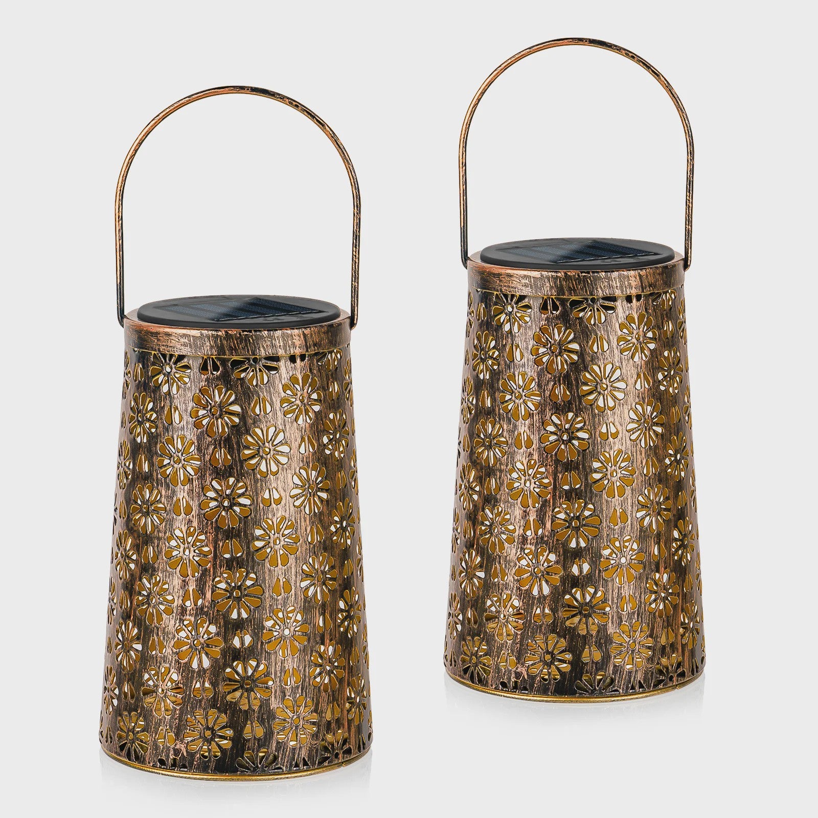 Set Zonne-energie Buitenlantaarns - Decoratieve Metalen Hanglampen voor Tuin, Terras & Pad