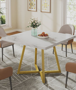 Industriële Vierkante Eettafel 80x80 cm voor 4 Personen met Houten Look en Metaal Onderstel