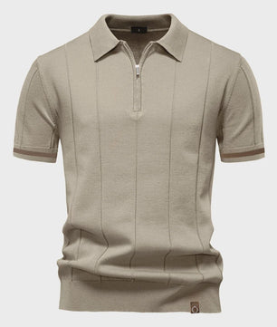 Heren Gebreide Polo met Rits - Slim Fit Sport & Casual