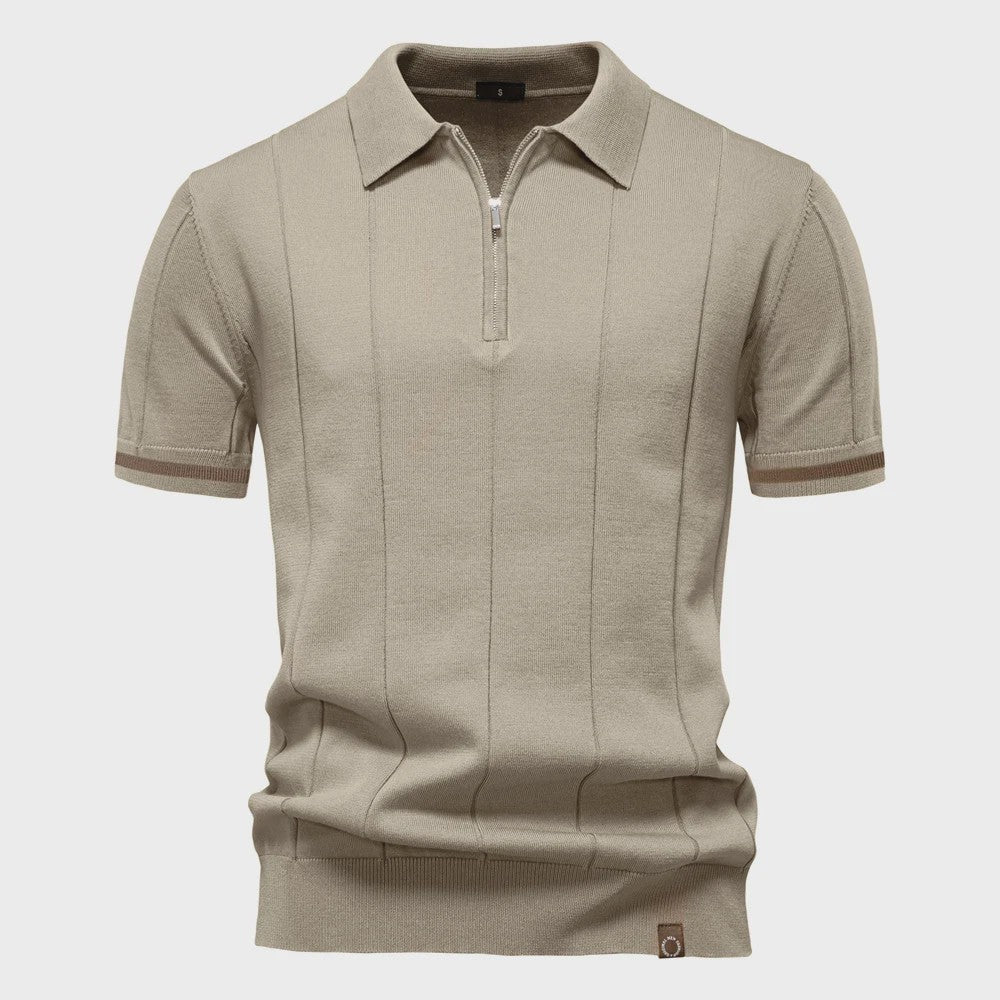 Heren Gebreide Polo met Rits - Slim Fit Sport & Casual