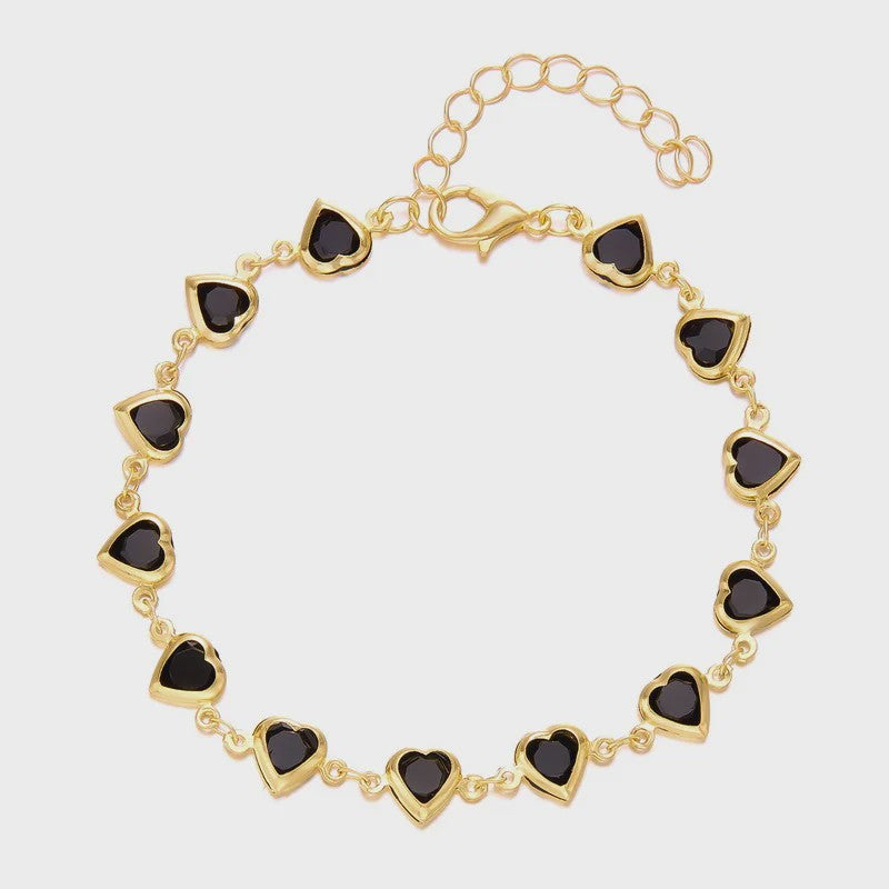 Vintage Boho Ankelbandje met Hartjes & Kristallen - Kleurrijk Zomer Sieraden voor Dames