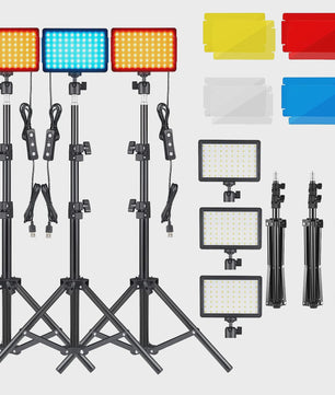 LED Video Light Panel Kit met Statief & RGB Filters - Professionele Fotografie & Streaming
