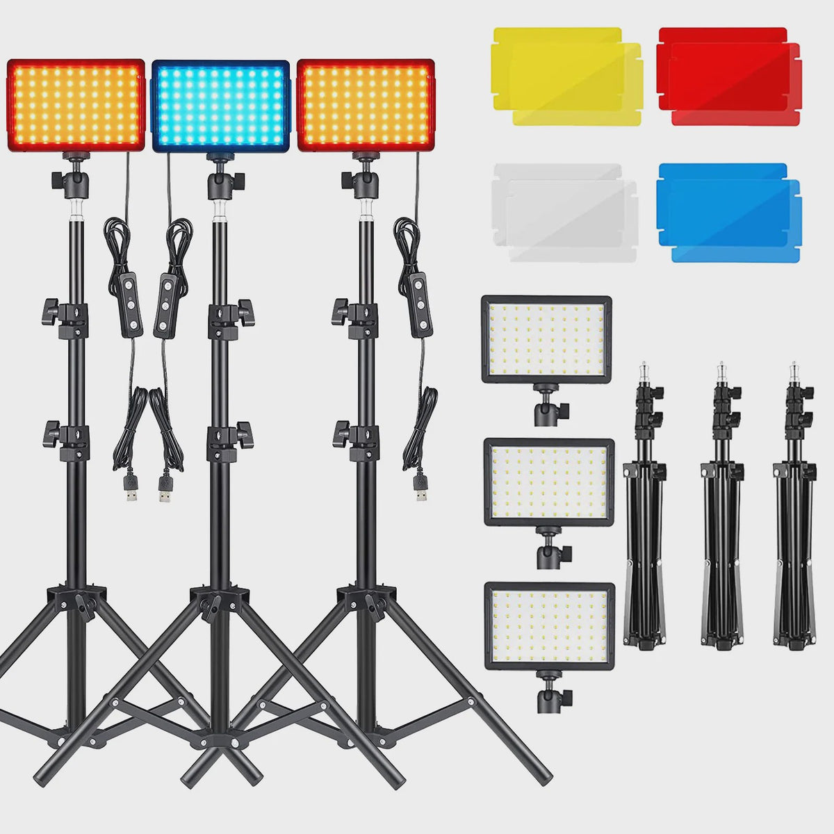LED Video Light Panel Kit met Statief & RGB Filters - Professionele Fotografie & Streaming