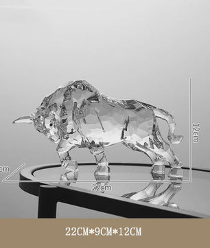 Kristallen Stier Beeldje - Luxe Acryl Ox Sculptuur voor Woonkamer & Kantoor Decoratie