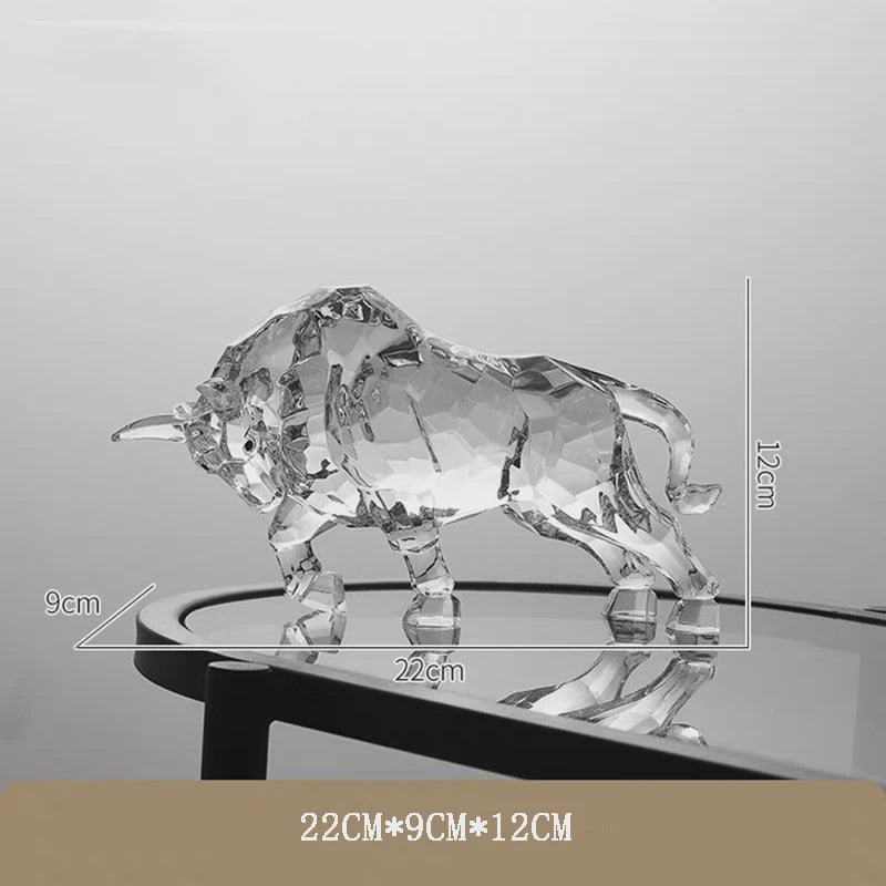 Kristallen Stier Beeldje - Luxe Acryl Ox Sculptuur voor Woonkamer & Kantoor Decoratie