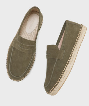 Heren Espadrilles Instappers van Suède Leer met Jute Zool - Casual Zomerschoenen