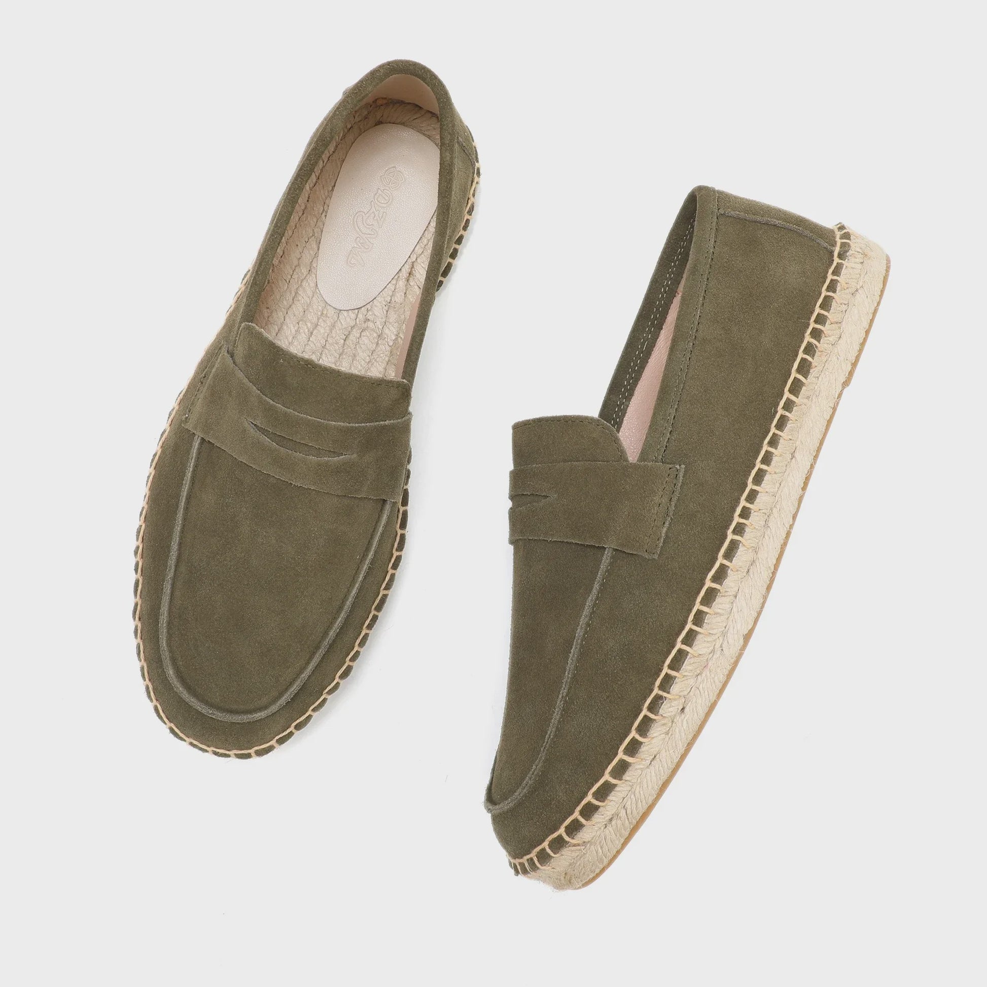 Heren Espadrilles Instappers van Suède Leer met Jute Zool - Casual Zomerschoenen