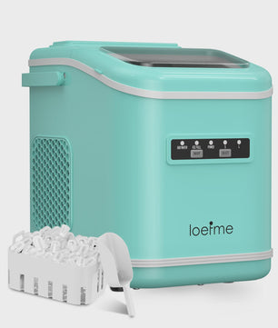 LOEFME Draagbare Mini Ijsmaker: Snel 12kg/24h IJs, 2 Maten, Desktop Model met Schep