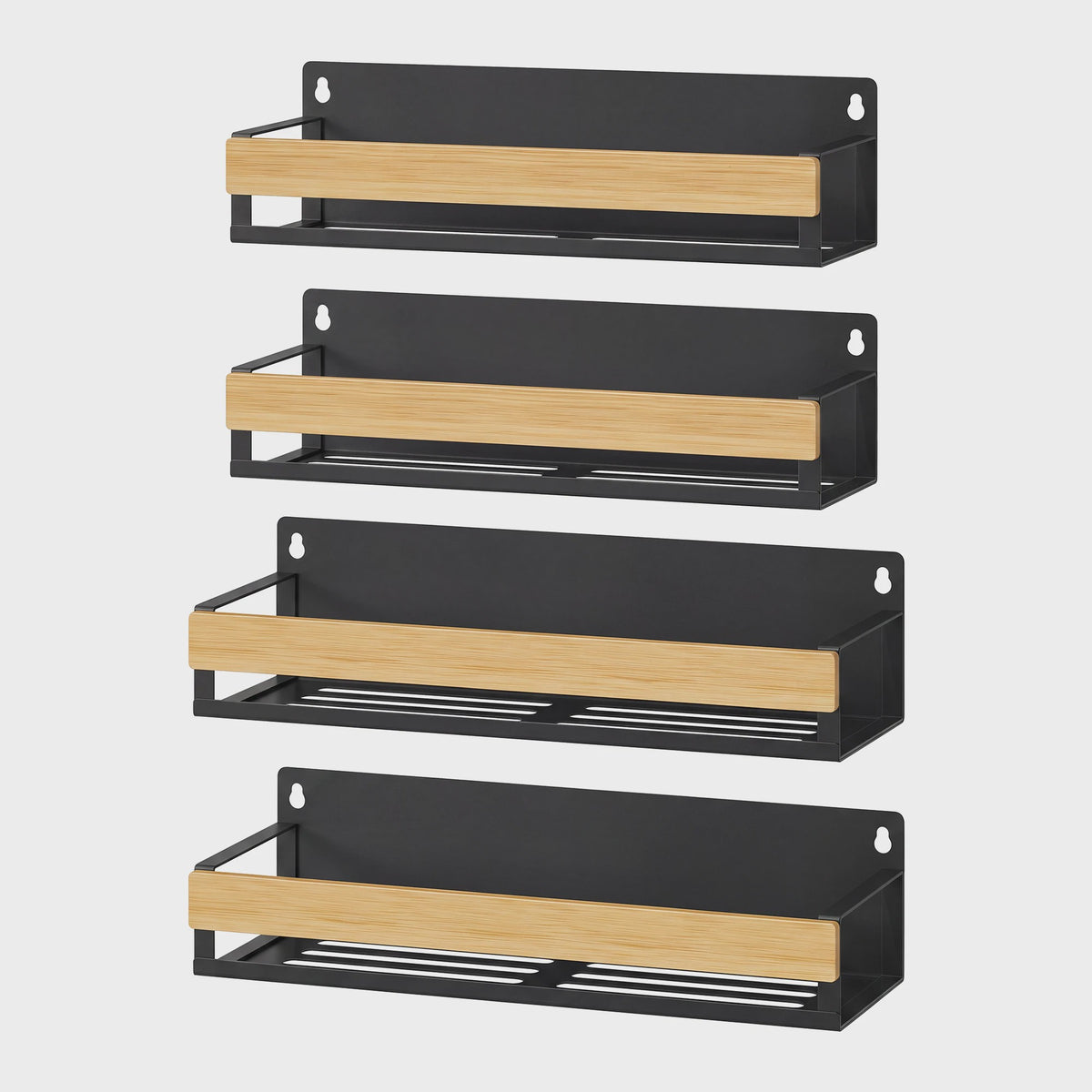 4-delige Bamboe Kruidenrek Set voor Wandmontage - Keuken Organizer