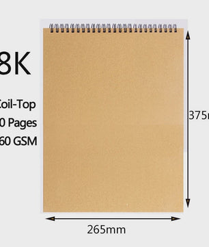 Schetsboek met Dik Papier (160 GSM) - Diverse Maten A3, A4, A5, 8K, 16K - Ideaal voor Tekenen en Schilderen