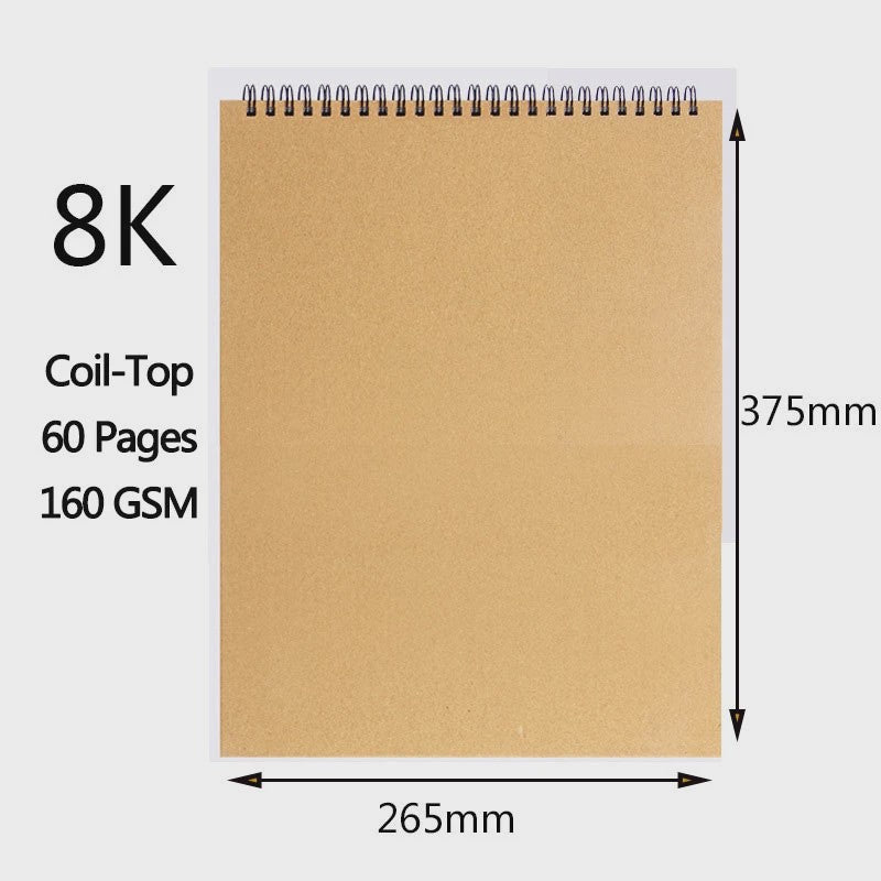 Schetsboek met Dik Papier (160 GSM) - Diverse Maten A3, A4, A5, 8K, 16K - Ideaal voor Tekenen en Schilderen