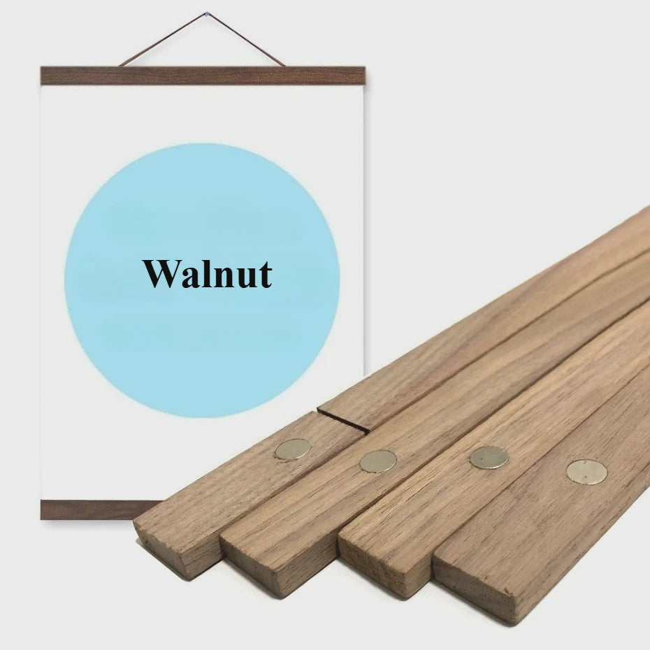 Magnetische Poster Hanger Frame van Teak Hout (21-50cm) - Wanddecoratie Ophangsysteem