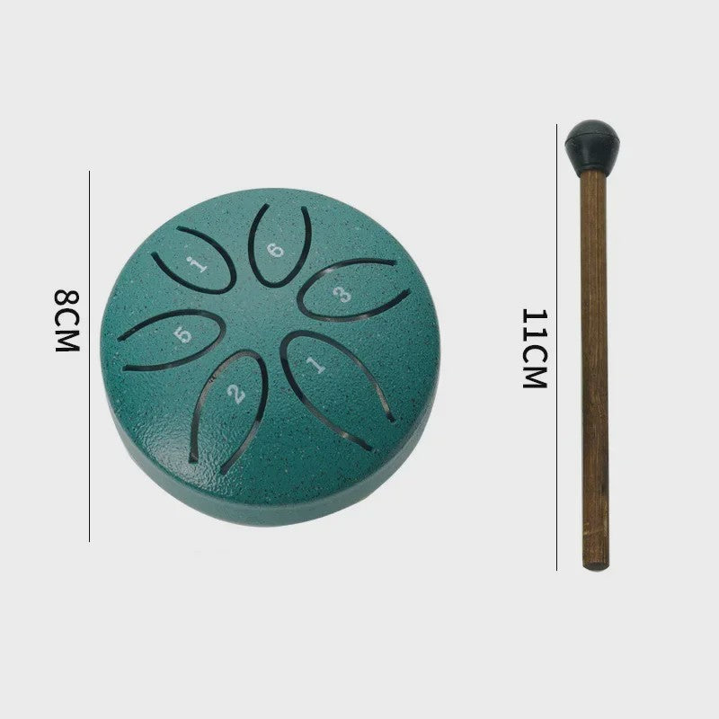 Mini Stalen Tongtrommel (6 Tonen) - Ethereal Hand Drum met Stokken - 3 Inch
