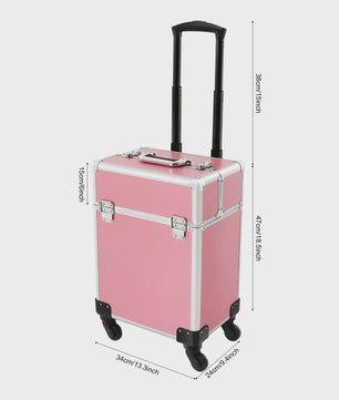 Professionele Make-up Trolley Koffer - Aluminium Frame, Afneembare Wielen, Lockable