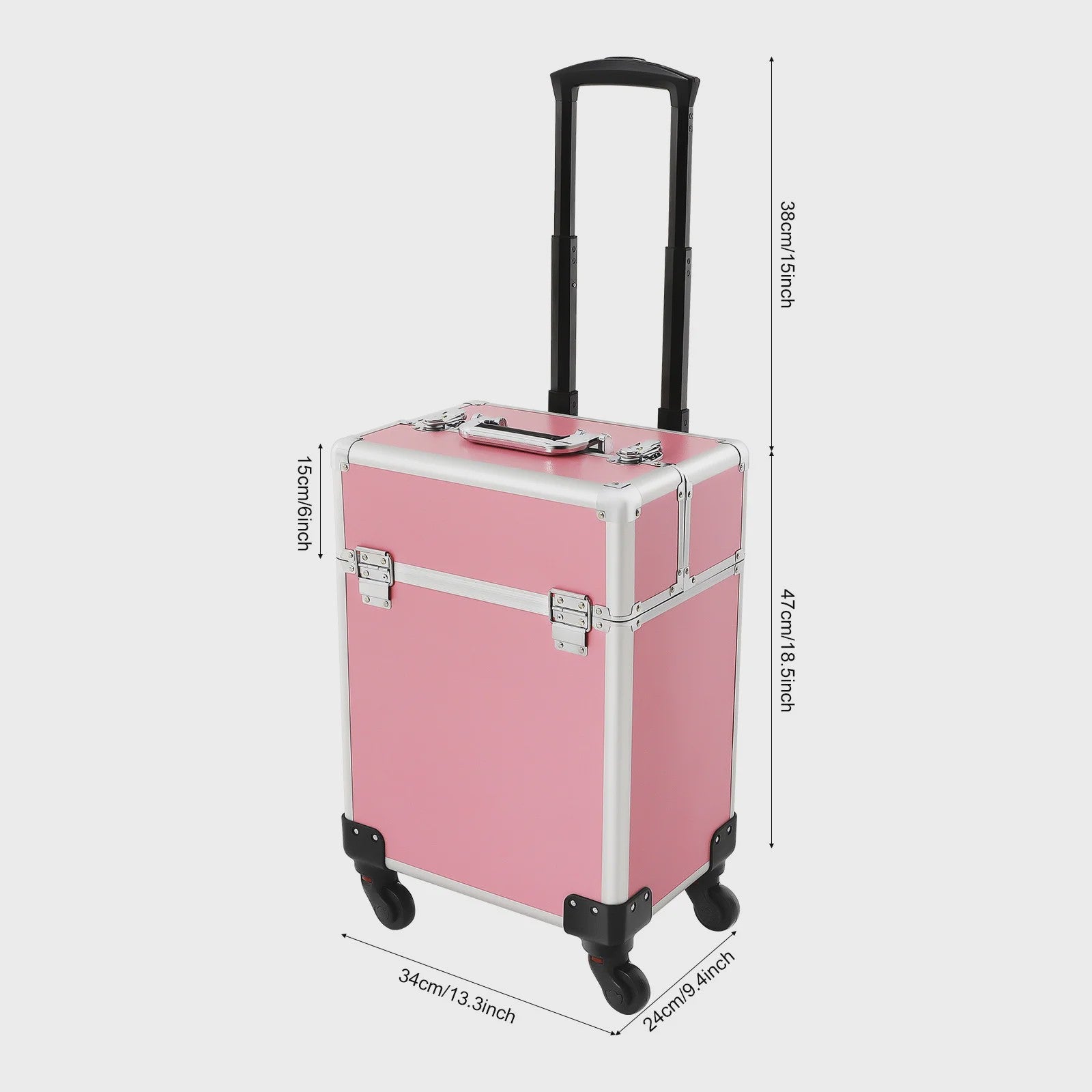 Professionele Make-up Trolley Koffer - Aluminium Frame, Afneembare Wielen, Lockable