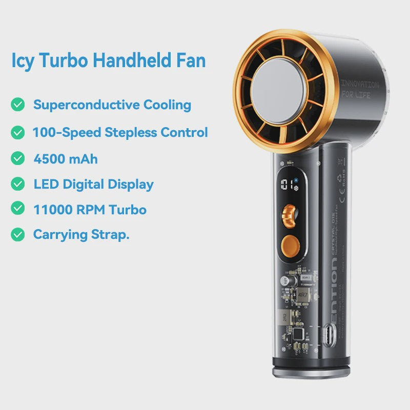 Vention Draagbare Ventilator met Superconductive Cooling - 100 Snelheden & LED Display
