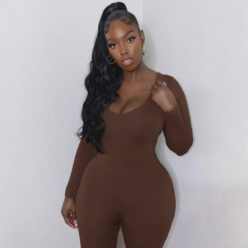 Dulzura Dames Jumpsuit met Lange Mouwen - Bodycon Streetwear Stijl