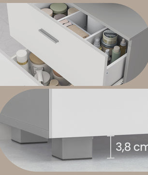 Witte Onderbouw Wastafelkast met 2 Lades - 60x30x63.8 cm