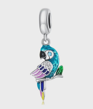 WOSTU 925 Sterling Zilver Papegaai Bedel met Roze Emaille & Kristallen - DIY Sieraden