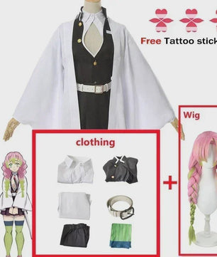 Kanroji Mitsuri Cosplay Kostuum: Kimono, Haori, Jurk & Pruik - Demon Slayer