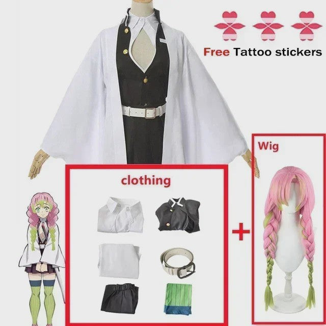 Kanroji Mitsuri Cosplay Kostuum: Kimono, Haori, Jurk & Pruik - Demon Slayer