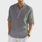 Heren Linnen Blouse Casual Lange Mouw - Comfortabele Vrijetijdstop